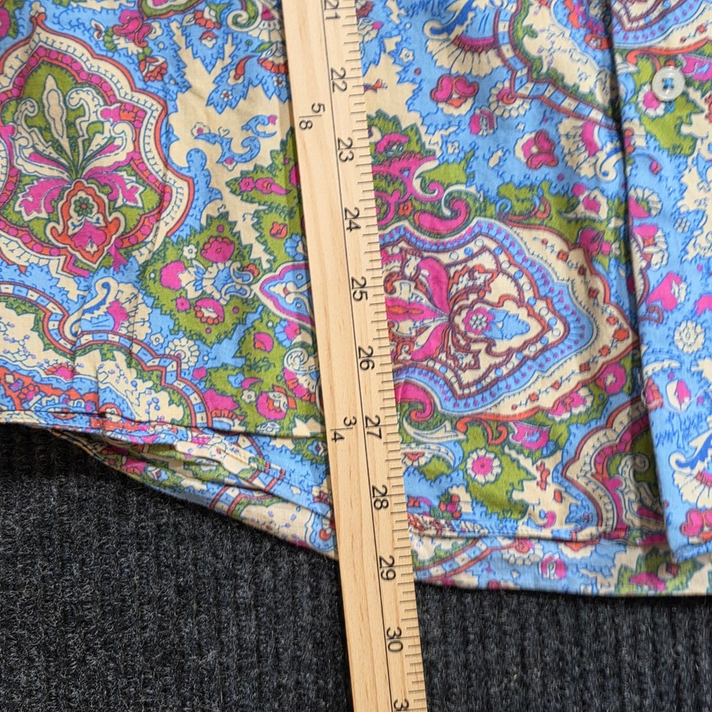 Alan Flusser Button Down Shirt Large Blue Paisley Excellent Long Sleeve Cotton - Picture 10 of 12